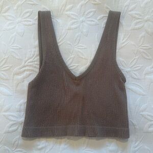 🛍️5 for $20🛍️Brown Ribbed Knit Women's Top